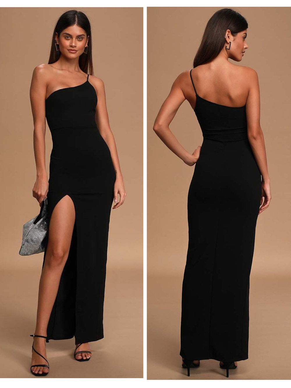 Lulus Keeper of My Heart Black One-Shoulder Maxi Dress Size Small Formal Wedding